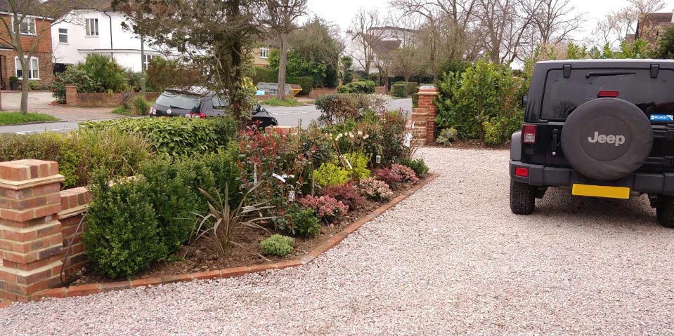 Fully refurbished front drive with new brick work & planting